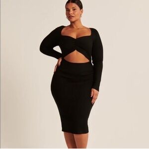 Abercrombie & Fitch cinched ribbed midi cutout sweater dress